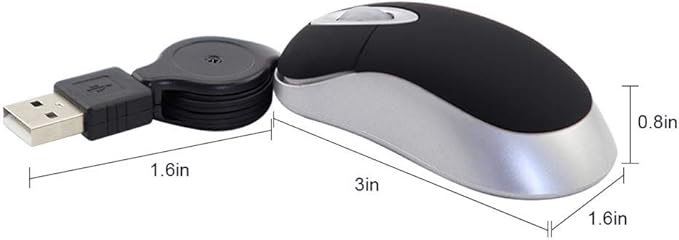 SHARE SUNSHINE Mini Small Travel Optical Mouse Portable USB Wired Mouse with Retractable USB Cord for PC Laptop Computer Desktop Office Business Home School Kids Girls Boys Women Men Gift(Black)