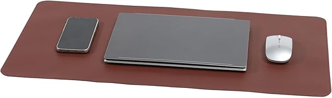 PU Leather Desk Pad Blotter 27x13 inches,Non-Slip Base Waterproof Surface Office Desk Mat,Large Computer Mouse Pad,Old Desktop Cover Decor,Brown