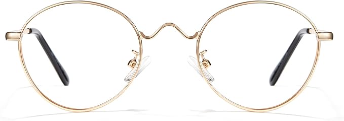 Cyxus Blue Light Glasses for Men and Women, Round Metal Frame Computer Eyeglasses for Office, Gaming, Reading 8090