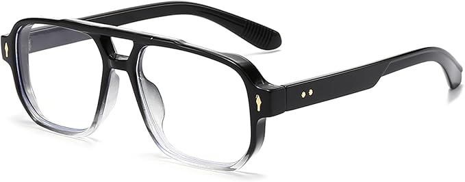 PORADAY Blue Light Blocking Glasses for Women Men 70s Retro Square Aviator Eyeglasses Rectangle Computer Eyewear