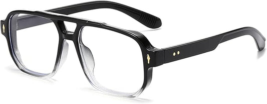 PORADAY Blue Light Blocking Glasses for Women Men 70s Retro Square Aviator Eyeglasses Rectangle Computer Eyewear