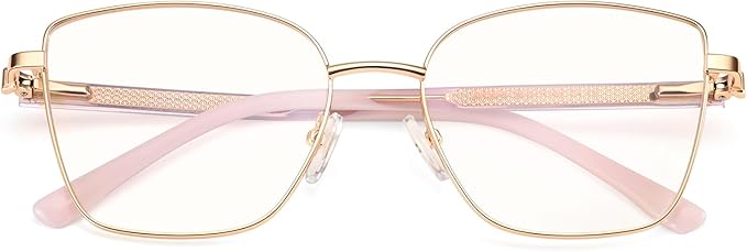 Dollger Blue Light Blocking Glasses for Women Trendy Oversized Computer Eyeglasses Cat Eye Metal Frame bluelight glasses Gold