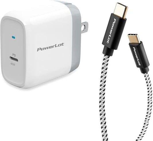 45W USB-C Charger, PowerLot Super Fast Charger& 6FT Cable, S22 Ultra Charger 45W S21 Ultra Charger, GaN USB C Charger with PD 3.0 PPS/AFC, for Galaxy S22,S21, Z Flip 5, Fold 5, iPhone 16,iPad,MacBook