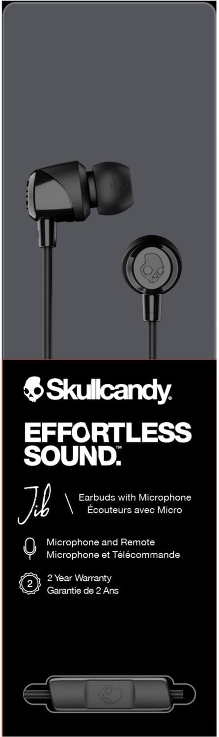 Skullcandy Jib Wired Earbuds with 3.5mm AUX Plug,Noise Isolating Fit,in-Line Microphone Call and Track Control,Convenient for Travel - Black,(Pack of 6)