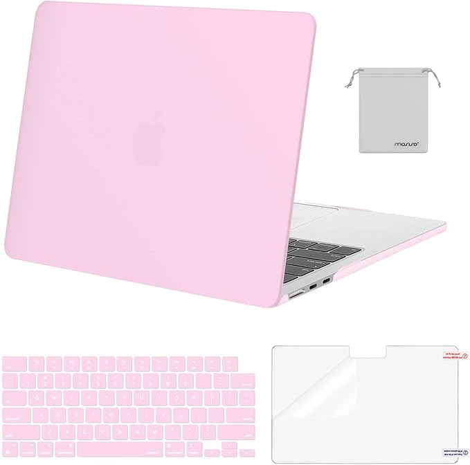 MOSISO Compatible with MacBook Air 13 inch Case M5 2026 M4 2025 M3 M2 2024-2022 A3449 A3240 A3113 A2681,Hard Shell&Keyboard Cover&Screen Film&Pouch for MacBook Air 13.6 inch Case, Dusty Pink