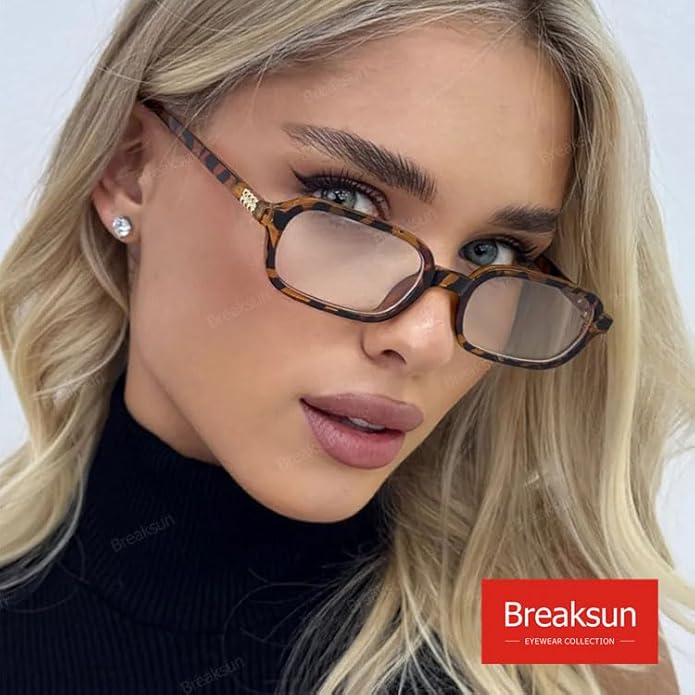 Breaksun Retro Rectangle Glasses for Women Men Small Square Blue Light Blocking Glasses Vintage Eyeglasses