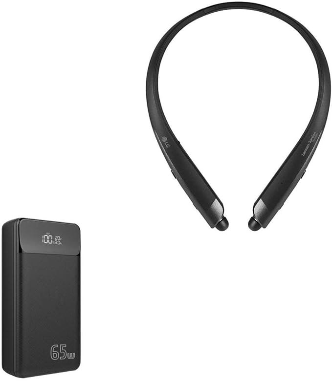 BoxWave Power Bank Compatible with LG Tone Platinum SE (HBS-1120) - Rejuva 65W PD Power Pack (30,000mAh), High Capacity 65W PD Power Bank - Jet Black