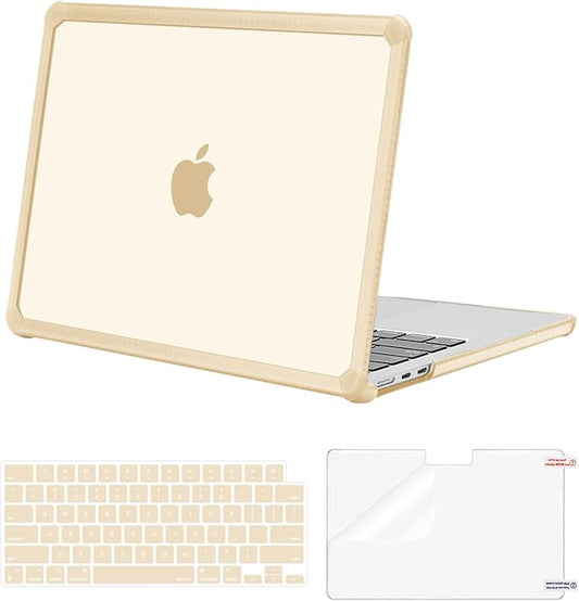 MOSISO Compatible with MacBook Air 13 inch Case M5 2026 M4 2025 M3 M2 2024-2022 A3449 A3240 A3113 A2681,3 in 1 Kit Crack-Resistant Heavy Duty Protective Plastic Hard Case with TPU Bumper, Apricot