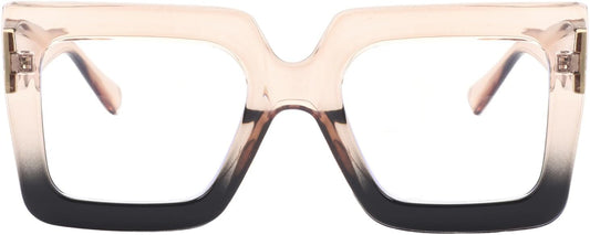 Onrtry Oversized Square Blue Light Glasses for Women Men Thick Frame Big Computer Eyewear Non-Prescription Eyeglasses