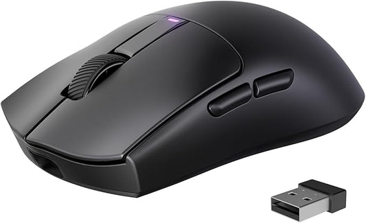 RisoPhy Superlight Wireless Gaming Mouse, 62g Dual Macro-Switches Gaming Mouse, 3-Mode Wireless/USB-C/Bluetooth Mouse with Adjustable 12000DPI, 5 Programmable Buttons Computer Mouse for PC/Mac-Black