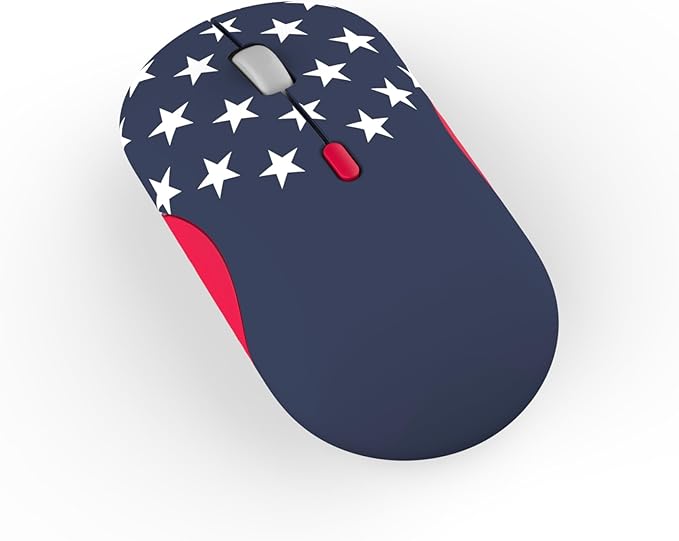 Lenovo 350 Bluetooth Silent Mouse (Fan Edition), Wireless Ergonomic Ambidextrous Design, Bluetooth 5.3, Adjustable DPI up to 2400, 36 Month Battery Life, Recycled Materials, USA Flag