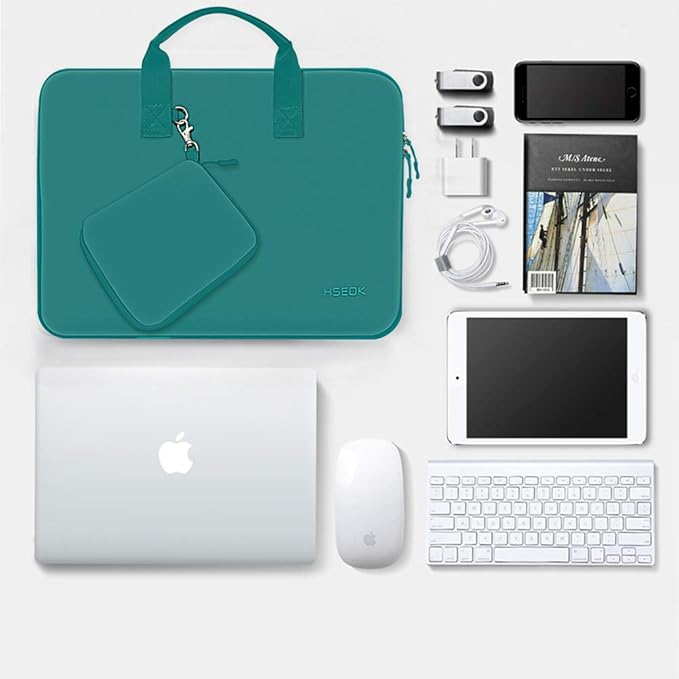 Hseok Laptop Sleeve 13.3-14 inch Case with Small Pouch, Neoprene Computer Bag Compatible with MacBook Neo/Pro 14 M5/M4/M3/M2/M1, Mac Air/Pro 13.3, XPS 14 and Most 13-14 inch Notebooks,D02E01