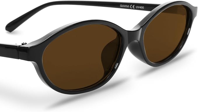 GUVIVI Retro Oval Sunglasses for Women Chic Cat Eye 90s Sunnies Lightweight Narrow Shades Trendy UV protection Sun Glasses