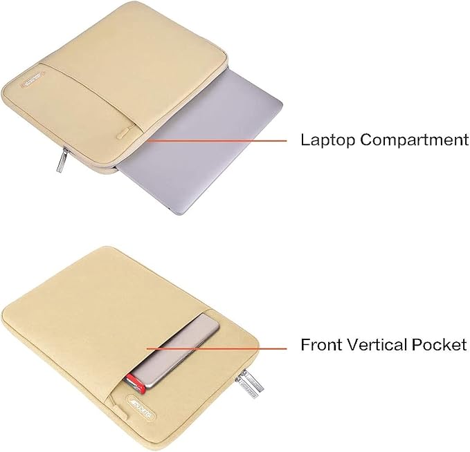 MOSISO Laptop Case 16 inch, 15-15.6 inch Laptop Sleeve Compatible with MacBook Pro 16 M5 M4 M3 M2 M1, HP Acer Dell Lenovo ASUS, Polyester Vertical Computer Sleeve Bag with Pocket, Camel