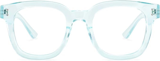 Madison Avenue Oversized Blue Light Blocking Glasses for Women Fashion Blue Light Blockers Anti Eyestrain & UV Protection Computer Eyeglasses (Light Blue)