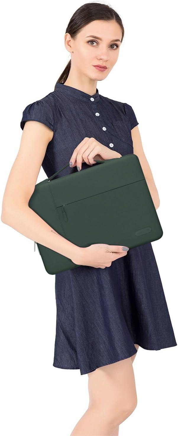 MOSISO Laptop Case 15 inch, 15 inch Laptop Sleeve with Handle Compatible with MacBook Air 15 M4 A3241 M3 A3114 M2 A2941 2025 2024 2023, Dell XPS, Polyester Multifunctional Computer Bag, Midnight Green
