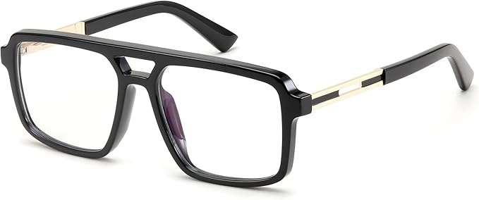 FEISEDY Retro Aviator Blue Light Glasses for Men Women Square Frame Computer Reading/TV/Phones Glasses B0209