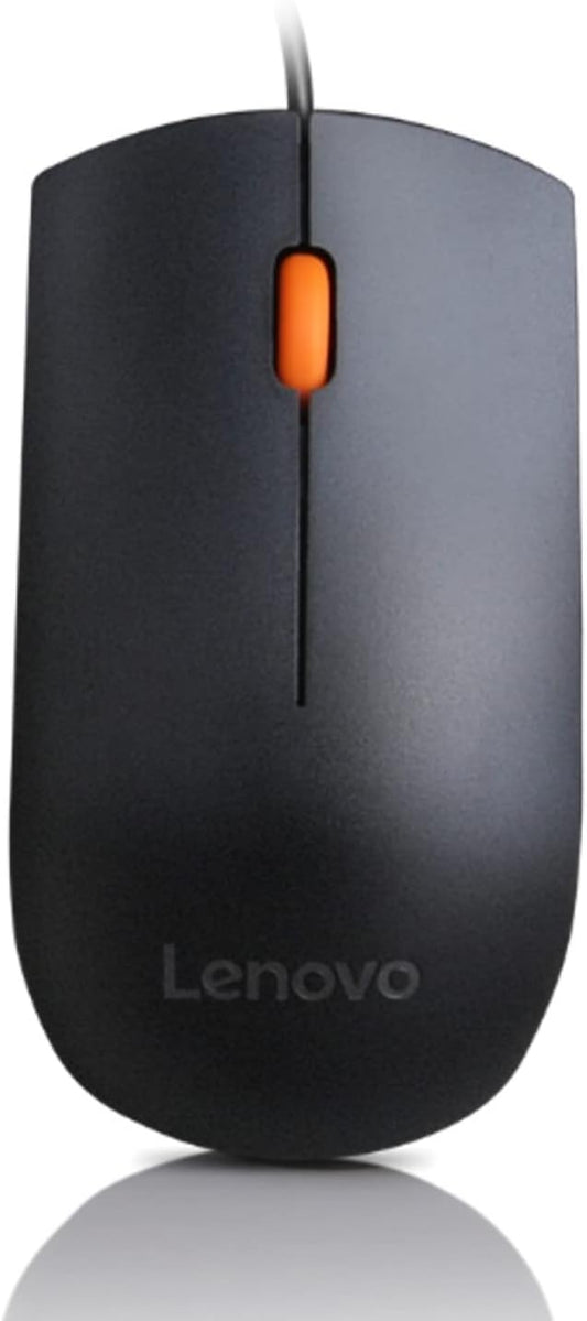 Lenovo 300 USB Wired Computer Mouse - Full Size Optical Ambidextrous Mouse with 1600 DPI, Reliable USB-A Wired Connection, Easy 3-Button Navigation ?€? Long Lasting, Durable Basic Mouse, Black
