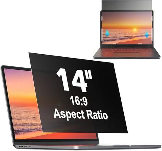 Laptop Privacy Screen 14 inch 16:9, Laptop Screen Privacy Shield Anti Glare Blue Light, Removable 14" Computer Screen Shield Protector Compatible with Dell Lenovo Hp Acer Asus Thinkpad Envy Xps