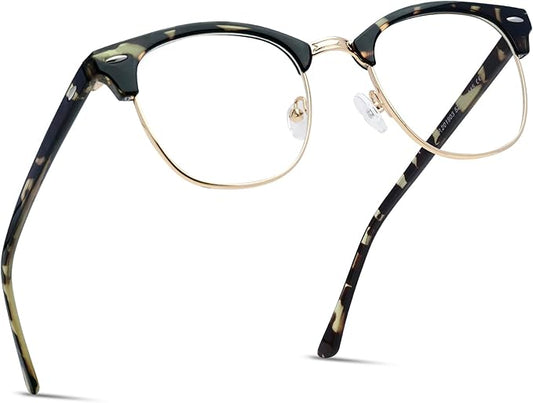 Blue Light Blocking Glasses Vintage Half Frame UV Clear Lens Anti Eyestrain Computer Gaming Glasses for Women Men