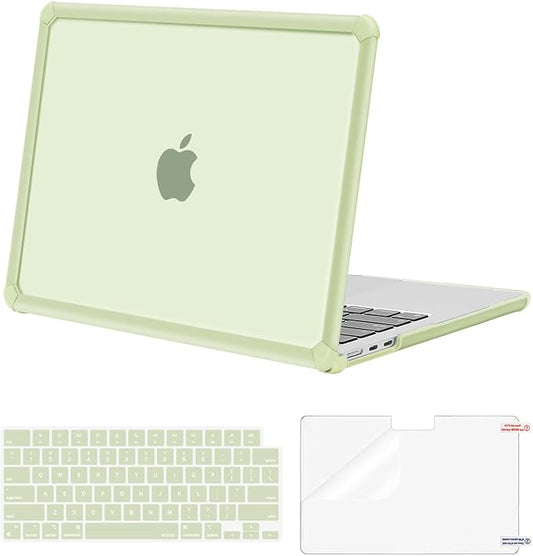MOSISO Compatible with MacBook Air 13 inch Case M5 2026 M4 2025 M3 M2 2024-2022 A3449 A3240 A3113 A2681,3 in 1 Kit Crack-Resistant Heavy Duty Protective Plastic Hard Case with TPU Bumper, Sage Green