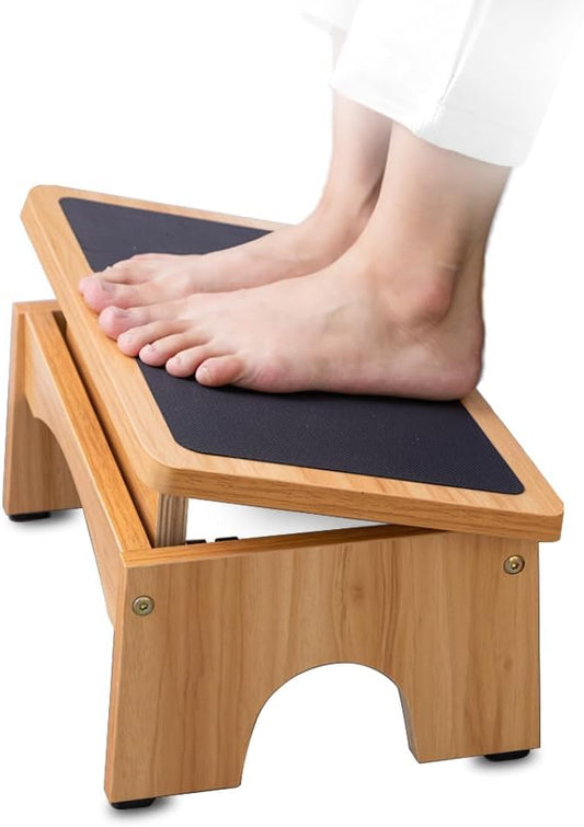StrongTek Adjustable Foot Rest for Under Desk, 3-Level Adjust Incline, 7" Step Stool for Kids Adults, Ergonomic Foot Stool Relieves Swelling, One Step Stool with Non-Slip Surface for Home and Office