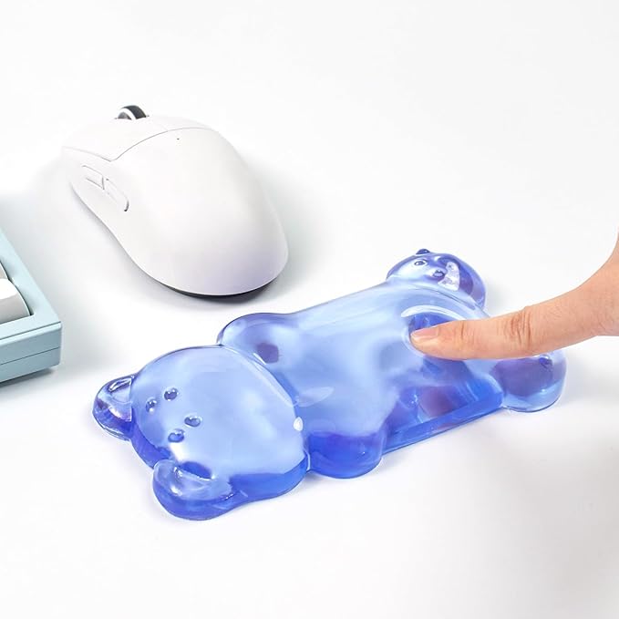 Blue Gel Mouse Wrist Rest –Cute Bear Wrist Rest, Ergonomic Mouse Support,Comfort & Support for Typing and Gaming