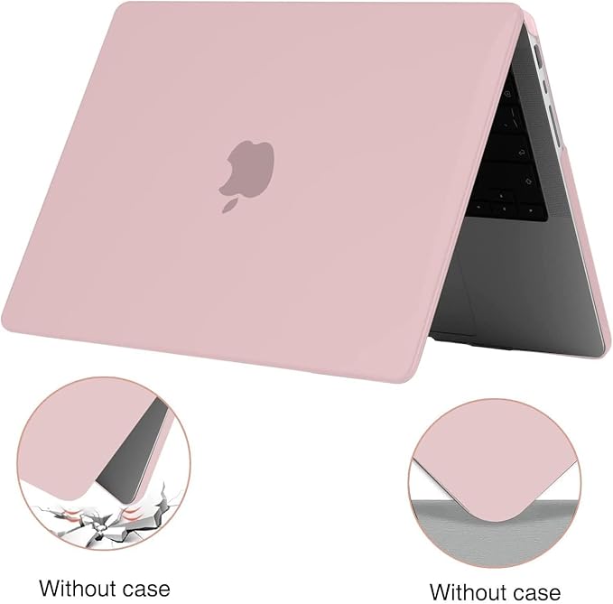 EooCoo Case Compatible with MacBook Pro 14 inch M5 2026-2021 M4 M3 M2 M1 Pro/Max Chip, Hard Shell Cases with Keyboard Cover, Screen Protector - Matte Pink