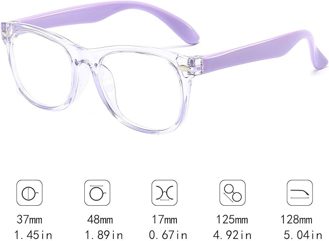 FANNYGO 1 Pack kids Blue Light Blocking Glasses For Girls And Boys Computer Blue Light Blocking Glasses For Age 3-11 (Light purple)