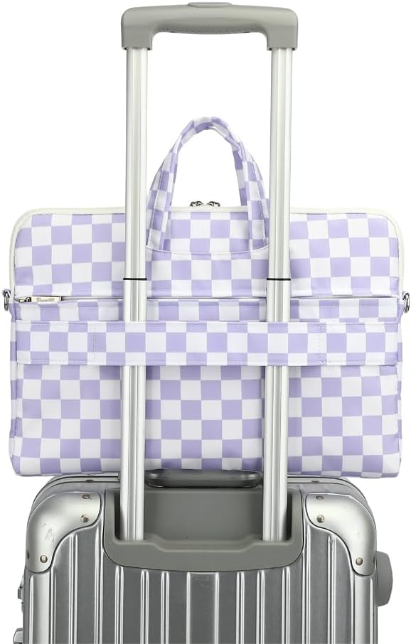 canvaslife Waterproof Pattern Resistant Laptop Shoulder Messenger Bag for Pro 16 inch and 15.6 inch-16 inch Laptop (purple Checker)