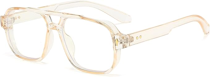 PORADAY Blue Light Blocking Glasses for Women Men 70s Retro Square Aviator Eyeglasses Rectangle Computer Eyewear