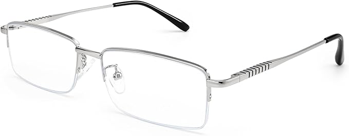 Dollger Rectangle Blue Light Glasses for Men Metal Anti Bluelight Blocking Glasses for Computer Fashion Eyeglasses Small Half