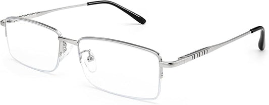 Dollger Rectangle Blue Light Glasses for Men Metal Anti Bluelight Blocking Glasses for Computer Fashion Eyeglasses Small Half