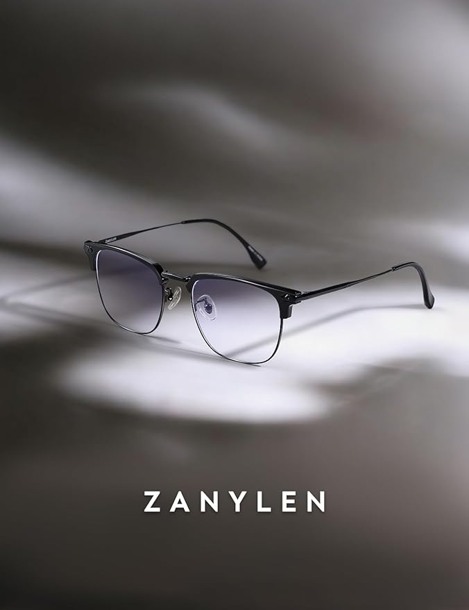 ZanyLen Blue Blocker Glasses for Men Metal Browline Computer Gaming Glasses Filter Blue Ray