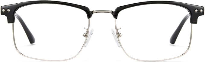 Cyxus Retro Blue Light Glasses Men - Square TR90 Metal Blowline Frame Stylish Trendy for Computer Daily Work 8252