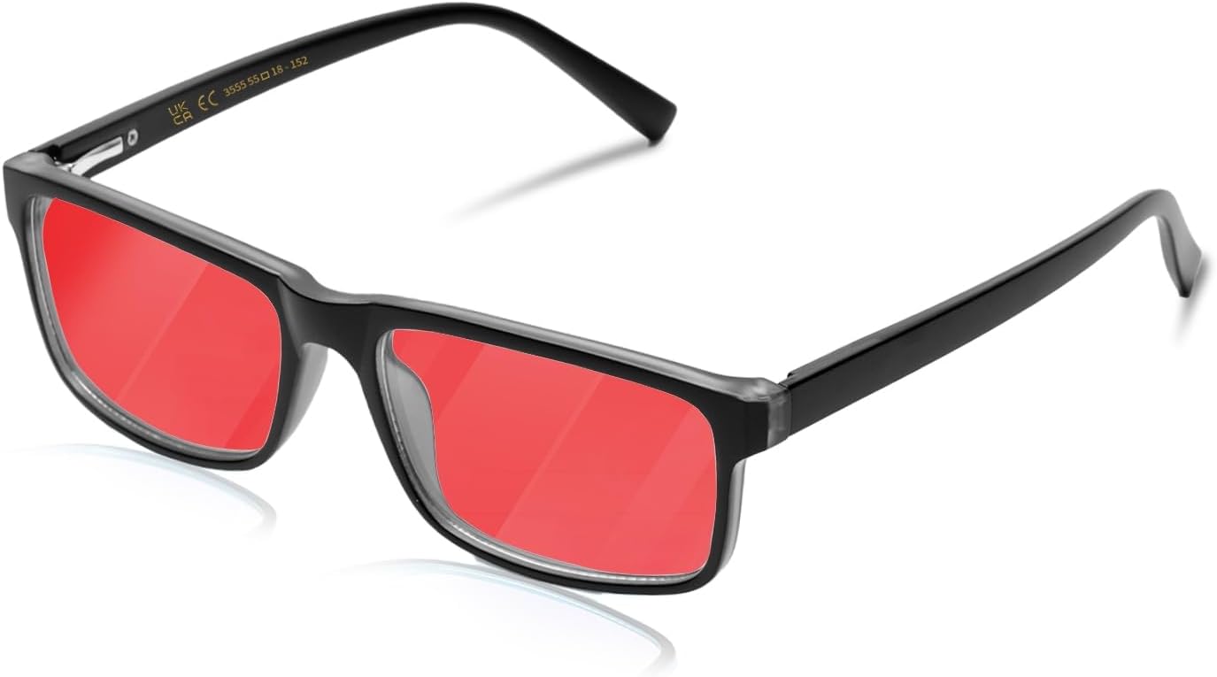 VMJFBJ Blue Light Blocking Glasses for Men Woman, Anti Blue Light Glasses for Better Sleep Computer Use Gaming with Red Lens Reduce Eye Strain