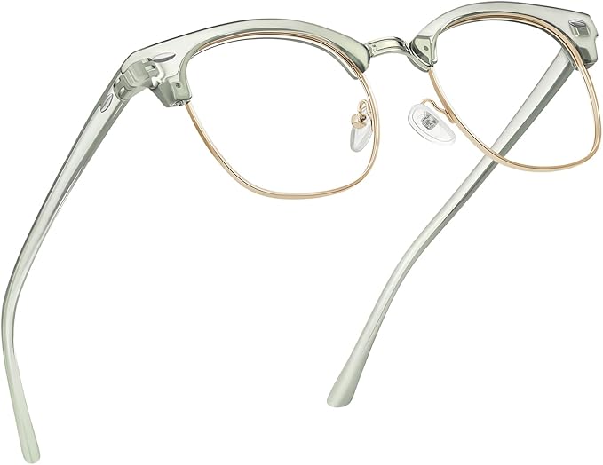 Blue Light Blocking Glasses Vintage Half Frame UV Clear Lens Anti Eyestrain Computer Gaming Glasses for Men Women