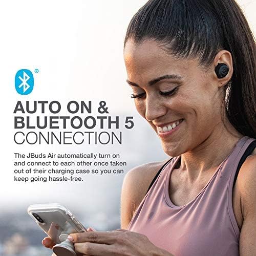 JLab JBuds Air True Wireless Signature Bluetooth Earbuds + Charging Case, Black, IP55 Sweat Resistance, Bluetooth 5.0 Connection, 3 EQ Sound Settings Signature, Balanced, Bass Boost