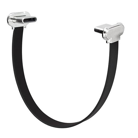 Right Angle USB C Short Flat Cable Dual Angle USB C Male to Male PD 65W Fast Charge Data Cord for Power Banks Phone Tablet(100mm/3.9in)