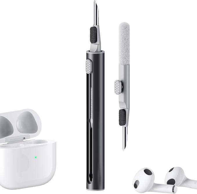Hyashee Cleaner Kit for Airpods Pro 1 2 3 Multi-Function Cleaning Pen with Soft Brush Flocking Sponge for Bluetooth Earphones Case Cleaning Tools Black by HyasheeDesignforElectronics