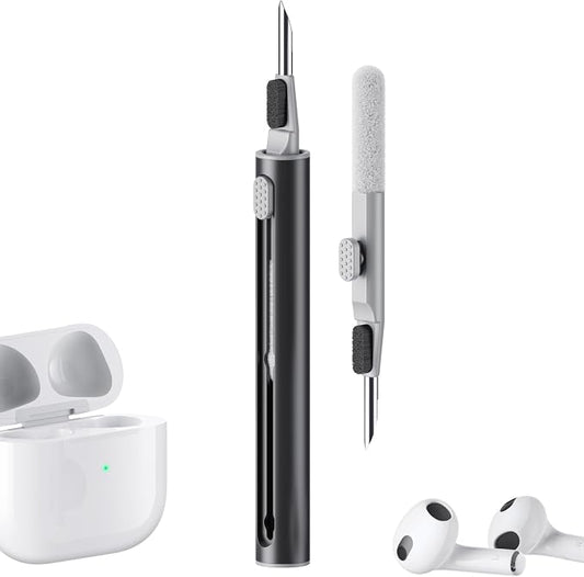 Hyashee Cleaner Kit for Airpods Pro 1 2 3 Multi-Function Cleaning Pen with Soft Brush Flocking Sponge for Bluetooth Earphones Case Cleaning Tools Black by HyasheeDesignforElectronics