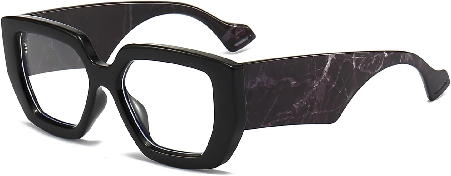 AIEYEZO Thick Frame Blue Light Glasses Men Women, Fashion Square Computer Eyeglass Anti Eyestrain & Prevent Headache