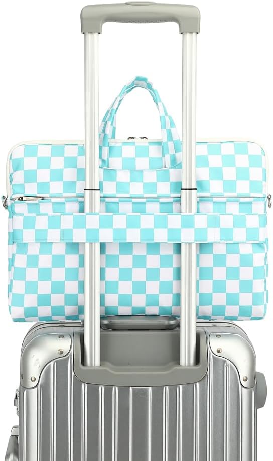 canvaslife Waterproof Pattern Resistant Laptop Shoulder Messenger Bag for Pro 16 inch and 15.6 inch-16 inch Laptop (Ice blue Checker)