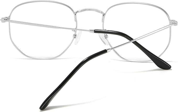 Hexagonal Metal Blue Light Blocking Glasses Anti Eye Strain for Digital Screens Lightweight Frame for Men Women