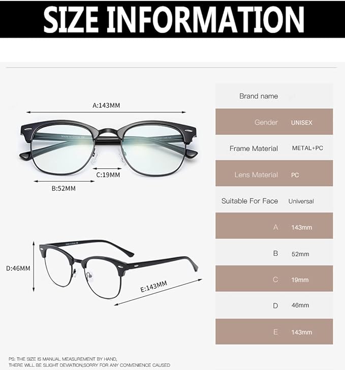Photochromic Blue light Blocking Glasses Half frame Retro Semi Rimless Blue Blocking Eyewear For Men Women 3 Pack