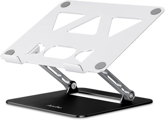 Aoviho Adjustable Laptop Stand for Desk,Portable Laptop Stand Holder and Riser,Foldable Aluminum Notebook Computer Stands for MacBook Air Pro HP Lenovo Dell Samsung, 10-15.6 inch (Silver-Gray-Black)
