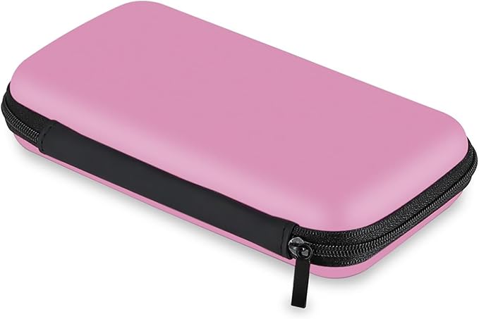 iMangoo Travel Essential Electronics Organizer Charger Case, Shockproof Dual Zipper Power Bank Cables Tech Accessories Pouch Purse, Men & Women Travel Must Have Storage Bag, 6.5x3.2x1 inch Pink