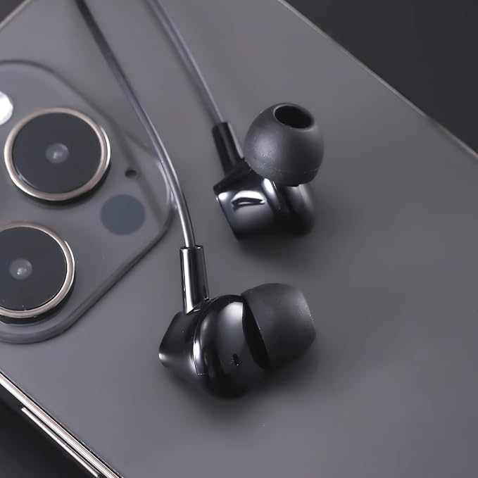 Wired Earbuds Headphones for School with Microphone Noise Isolating Stereo Bass in-Ear Earphones – for Smartphones, Tablets, Schools, Ipads, Multiuse - 3.5mm Plug in Audio Jack - Black