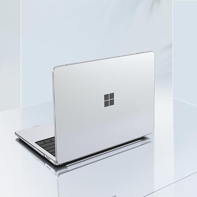 G JGOO Crystal Clear Case for 13-inch Microsoft Surface Laptop 2025 Model 2095, Windows 11 Touchscreen Copilot+ PC, Protective Plastic Hard Shell Case + Keyboard Cover +Screen Protector, Transparent