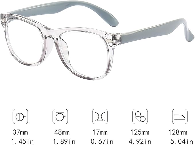 FANNYGO 1 Pack kids Blue Light Blocking Glasses For Girls And Boys Computer Blue Light Blocking Glasses For Age 3-11 (Light gray)
